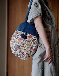 Ethnic print shoulder tote bag with long strap