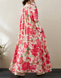 Vintage Floral Cottagecore Cotton Linen Dress
