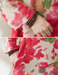 Vintage Floral Cottagecore Cotton Linen Dress