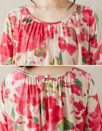 Vintage Floral Cottagecore Cotton Linen Dress