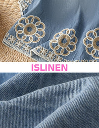 Floral embroidered cotton vest lightweight summer top