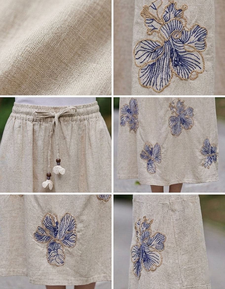 women boho embroidered maxi skirt summer look