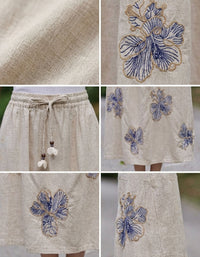women boho embroidered maxi skirt summer look
