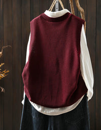 Vintage Floral Embroidered Knit Vest