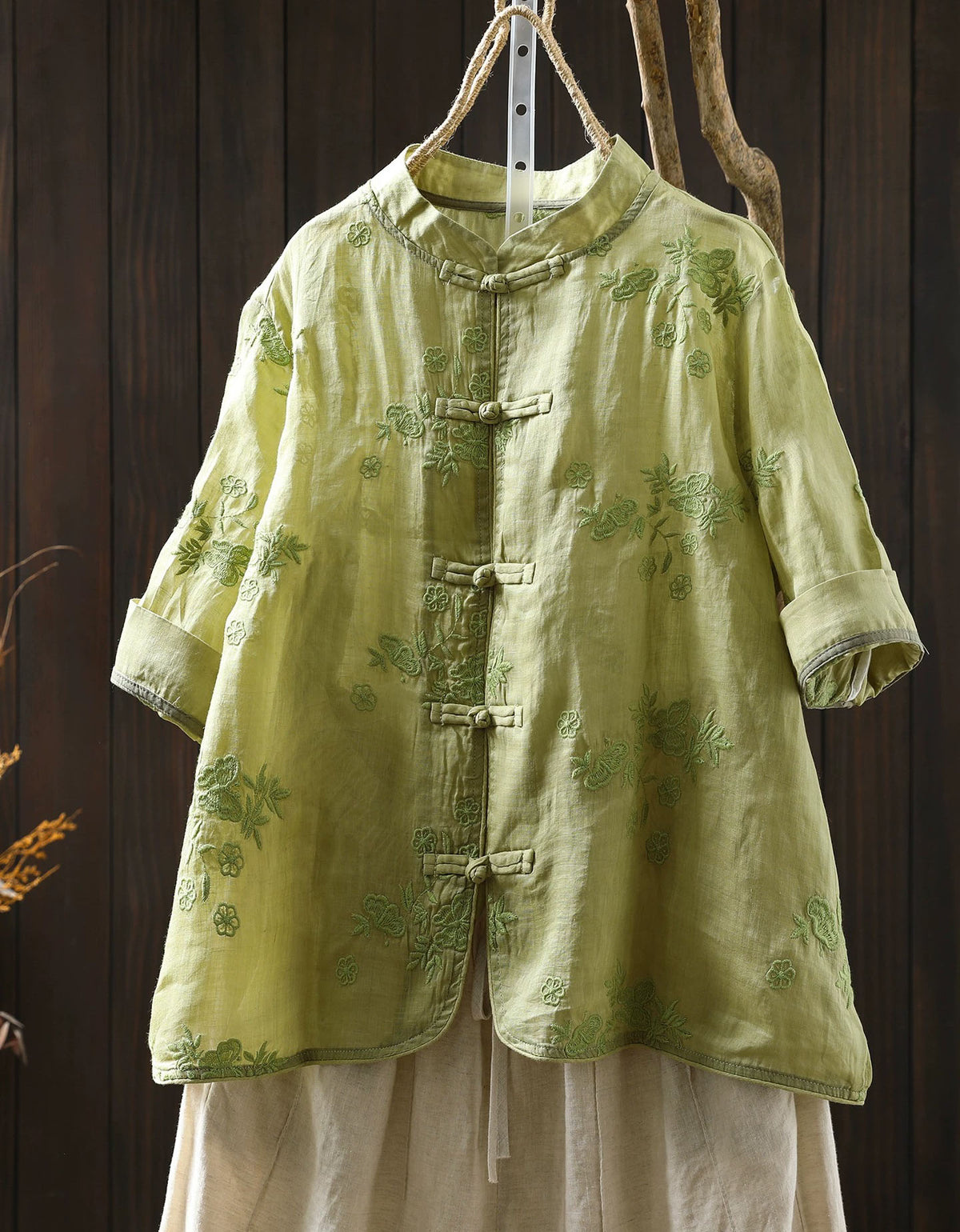 Casual Pink Cotton Blouse Women’s Elegant Embroidery Top