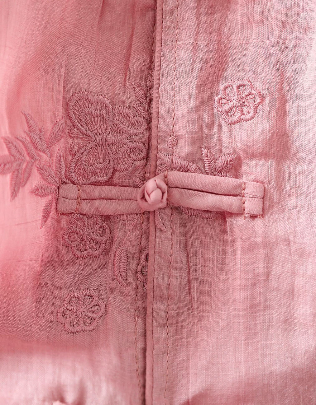 Comfortable Loose Fit Pink Floral Embroidered Women’s Shirt