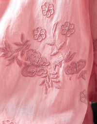 Lightweight Pink Cotton Embroidery Top for Everyday Wear
