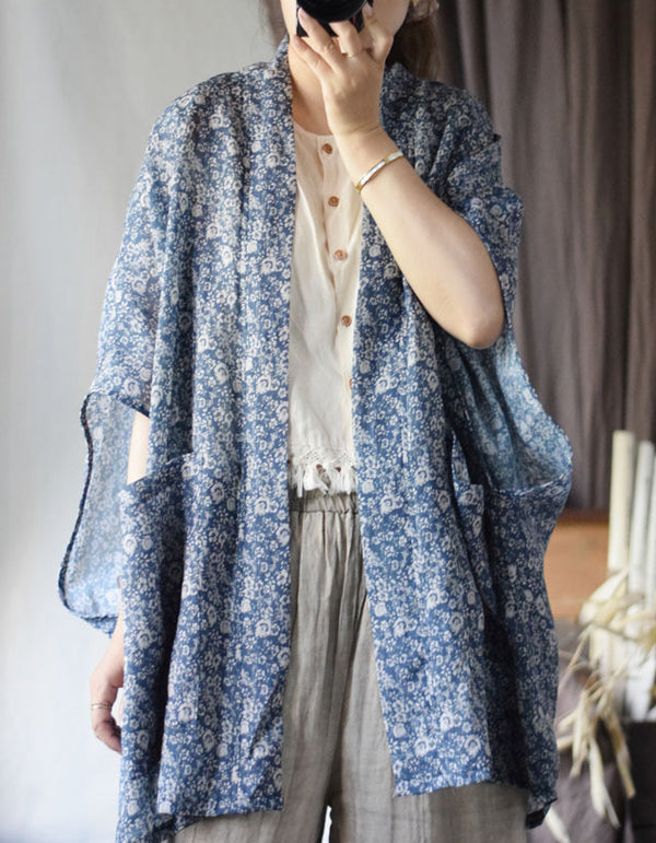 Vintage Floral Hanfu Kimono Cardigan