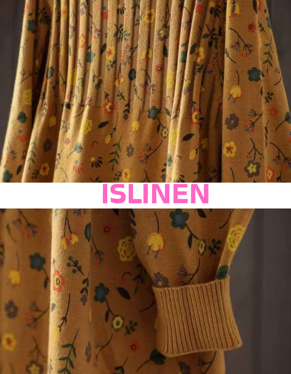 Loose fit vintage floral dress women close-up