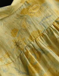 Vintage Floral Loose Fit Cotton Linen Shirt