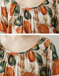 Vintage Floral Oversized Comfy Cotton Linen Maxi Dress