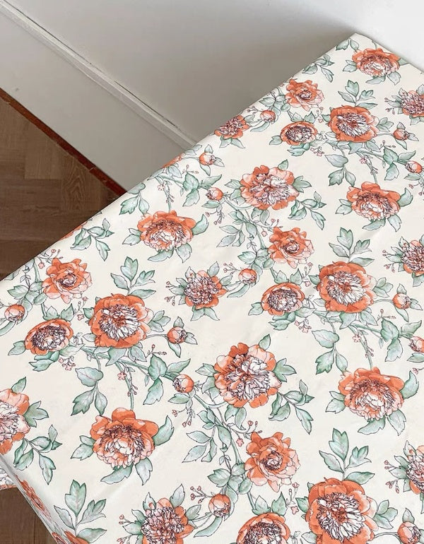 Nappe imperméable à motif pivoine florale vintage