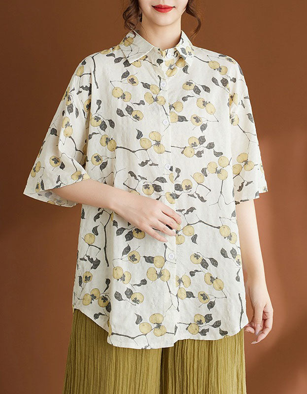 women casual linen shirt relaxed fit everyday wear front view