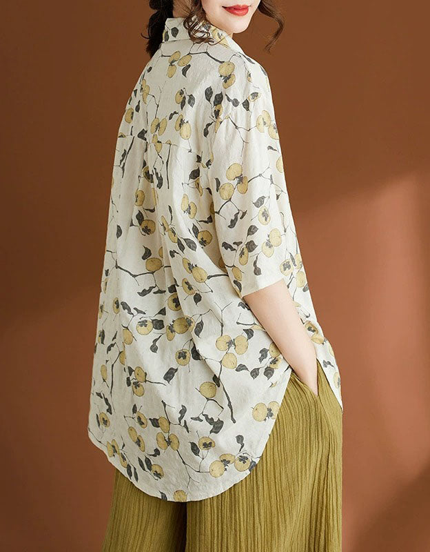women casual linen shirt relaxed fit everyday wear back view