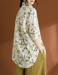 women casual linen shirt relaxed fit everyday wear back view