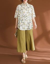 breathable linen button shirt women casual summer outfit