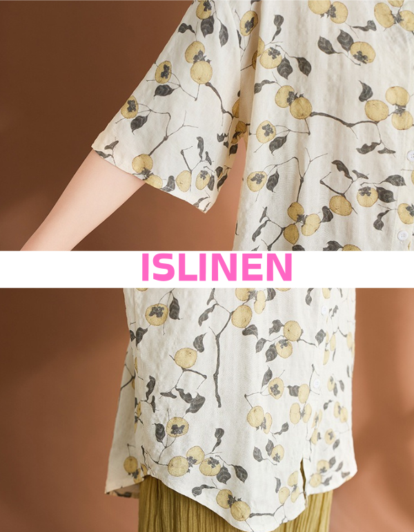 vintage style linen shirt women lightweight fabric detail