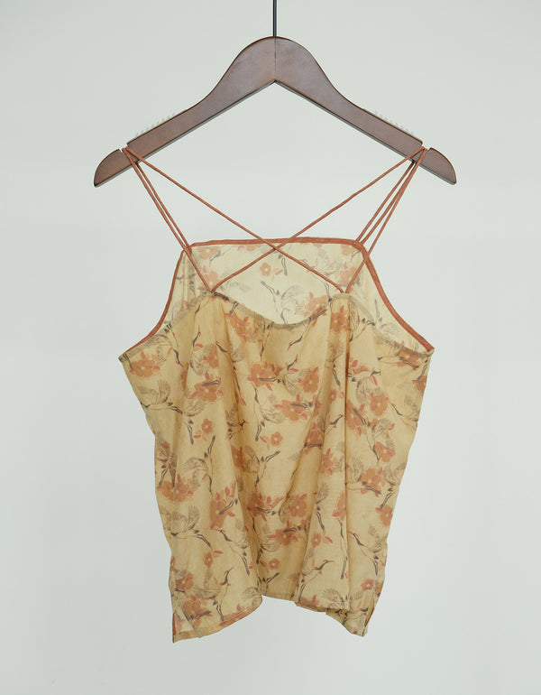 Vintage Floral Printed Linen Tops