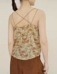 Vintage Floral Printed Linen Tops