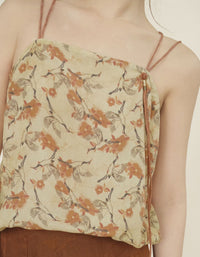 Vintage Floral Printed Linen Tops