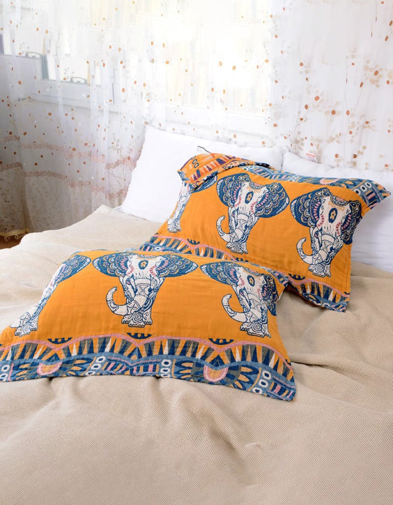 Vintage Flower Cotton Reversible Pillow Cover ( 2 PCS)