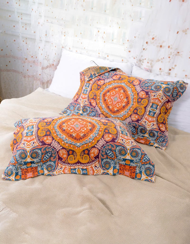 Vintage Flower Cotton Reversible Pillow Cover ( 2 PCS)