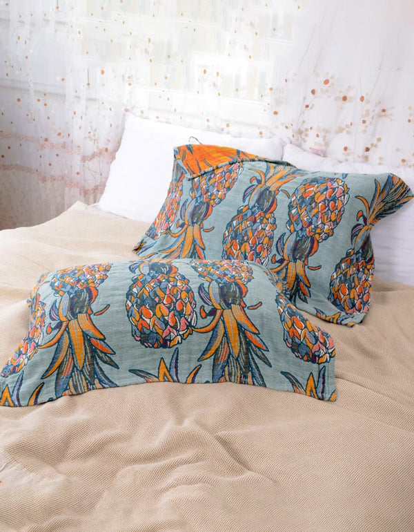 Vintage Flower Cotton Reversible Pillow Cover ( 2 PCS)