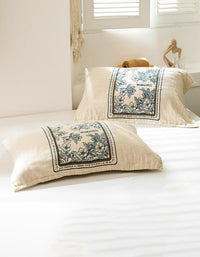 Vintage Flower Cotton Reversible Pillow Cover ( 2 PCS)
