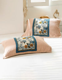 Vintage Flower Cotton Reversible Pillow Cover ( 2 PCS)