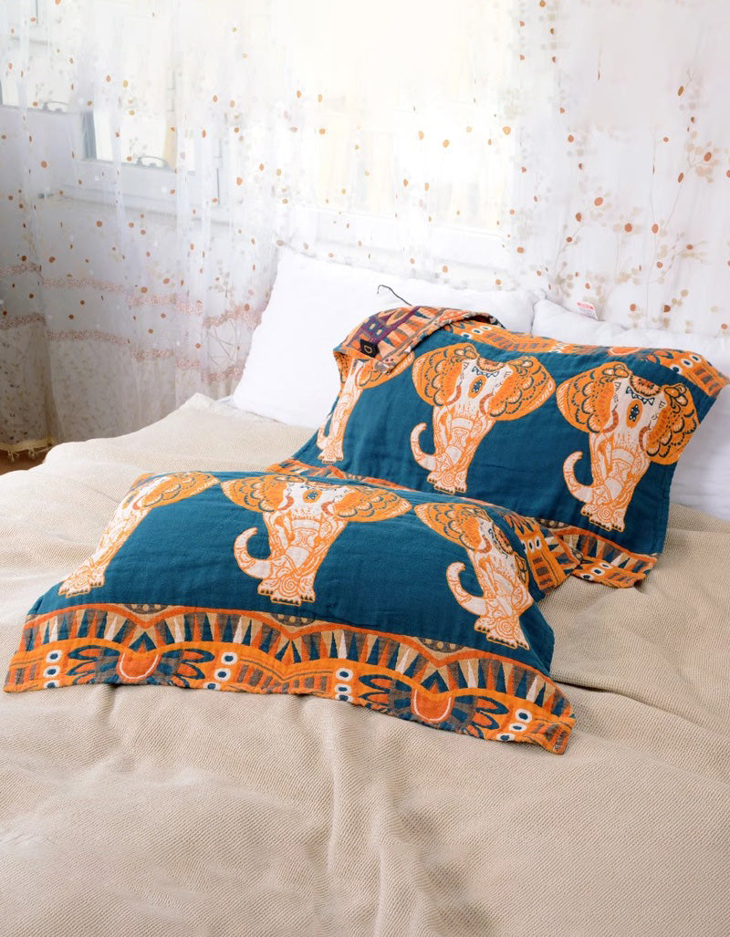 Vintage Flower Cotton Reversible Pillow Cover ( 2 PCS)