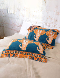 Vintage Flower Cotton Reversible Pillow Cover ( 2 PCS)