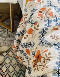 Manta de algodón puro cómoda de doble cara con flores vintage 