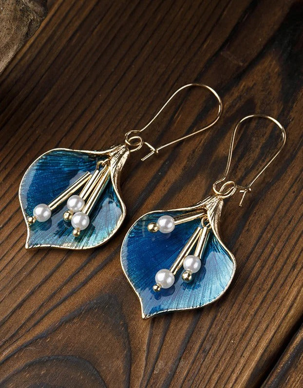 Vintage Flower Pearl Drop Earrings