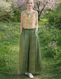 green high waist wide leg trousers women casual outfit