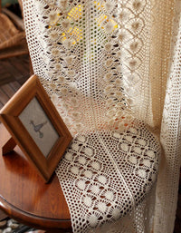 Rideau imprimé floral rustique de style campagnard avec pompon