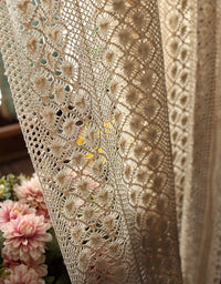 Rideau imprimé floral rustique de style campagnard avec pompon