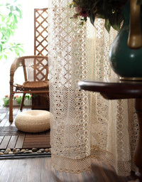 Rideau imprimé floral rustique de style campagnard avec pompon