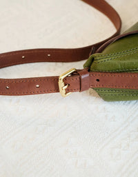 Elegant Olive Green Genuine Leather Handbag – Retro Inspired Women’s Crossbody Bag