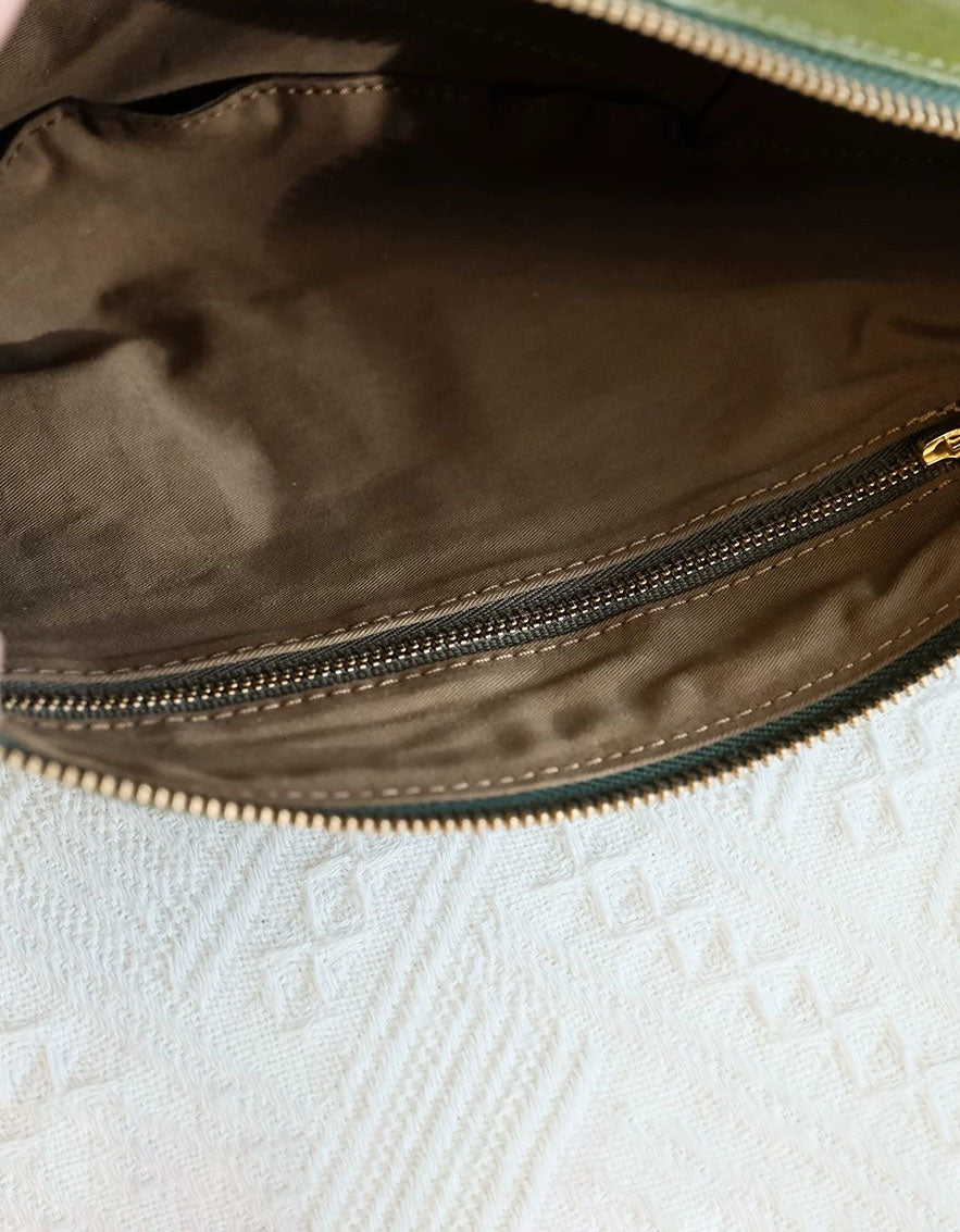 Boho Vintage Olive Leather Shoulder Bag – Handmade Crossbody Purse with Adjustable Strap