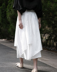 Vintage High Waist A-Line Layers Ramie Linen Skirt