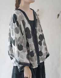 Vintage Ink Print Hanfu Kimono Shirt