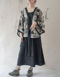 Vintage Ink Print Hanfu Kimono Shirt