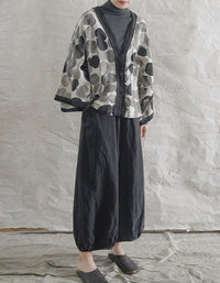 Vintage Ink Print Hanfu Kimono Shirt