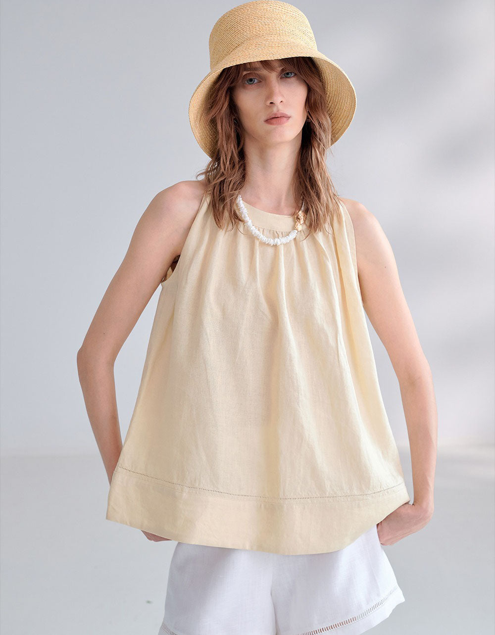 Women’s Sleeveless Linen Blend Summer Tank Top