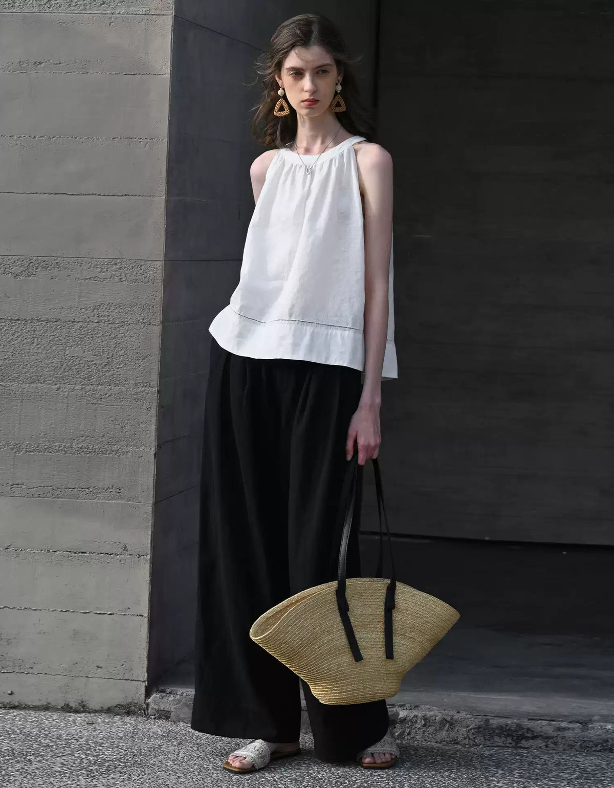 Casual Loose Fit Sleeveless Cotton Linen Blouse
