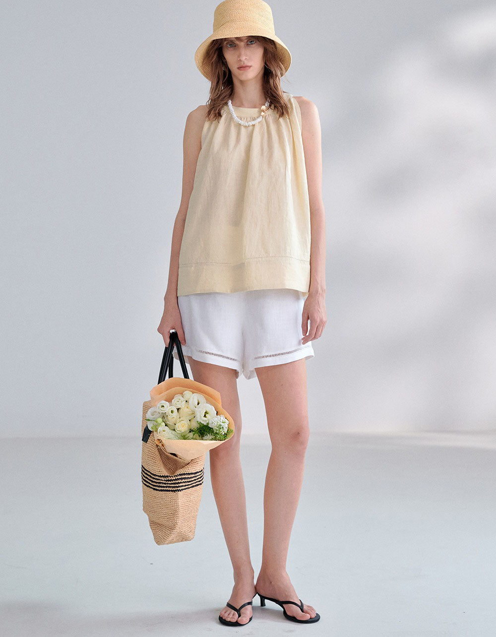 Lightweight Linen Blend Sleeveless Casual Tank Top