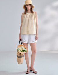 Lightweight Linen Blend Sleeveless Casual Tank Top