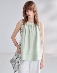 Korean Style Sleeveless Linen Blend Casual Top Women