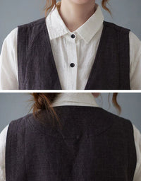 Vintage Linen Patchwork Vest for Women - Islinen