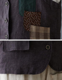 Vintage Linen Patchwork Vest for Women - Islinen